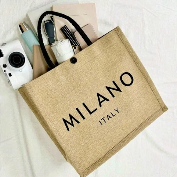 Milano Italy Beige Shopper Tote Bag NEW in Original Packaging - Picture 3 of 6